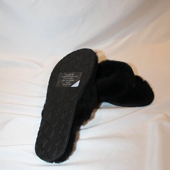 NIB UGG FUR FLIP FLOP‎ SANDALS SLIPPERS BLACK - Picture 10 of 10